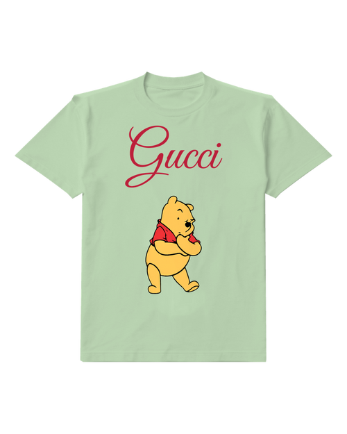 Sage Green Bear Walking Red Shirt Graphic T-Shirt - front product view