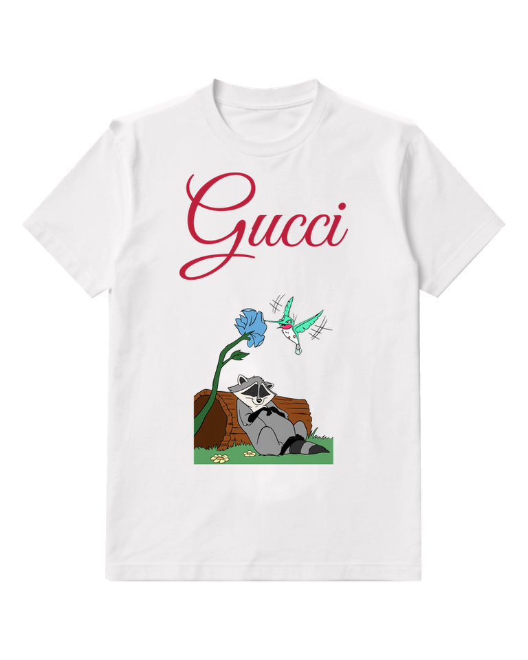 White Raccoon Sitting On Log Graphic T-Shirt - front product view
