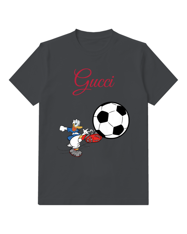 Charcoal Gray Giant Soccer Ball Duck Graphic T-Shirt - front product view