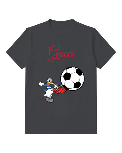 Charcoal Gray Giant Soccer Ball Duck Graphic T-Shirt - front product view