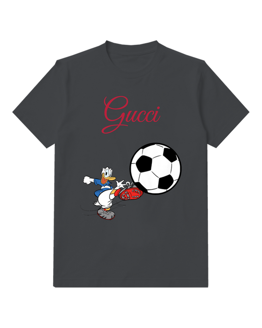 Charcoal Gray Giant Soccer Ball Duck Graphic T-Shirt - front product view
