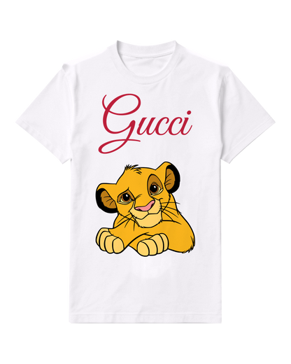 White Young Lion Cub Resting On Paws Graphic T-Shirt - front product view