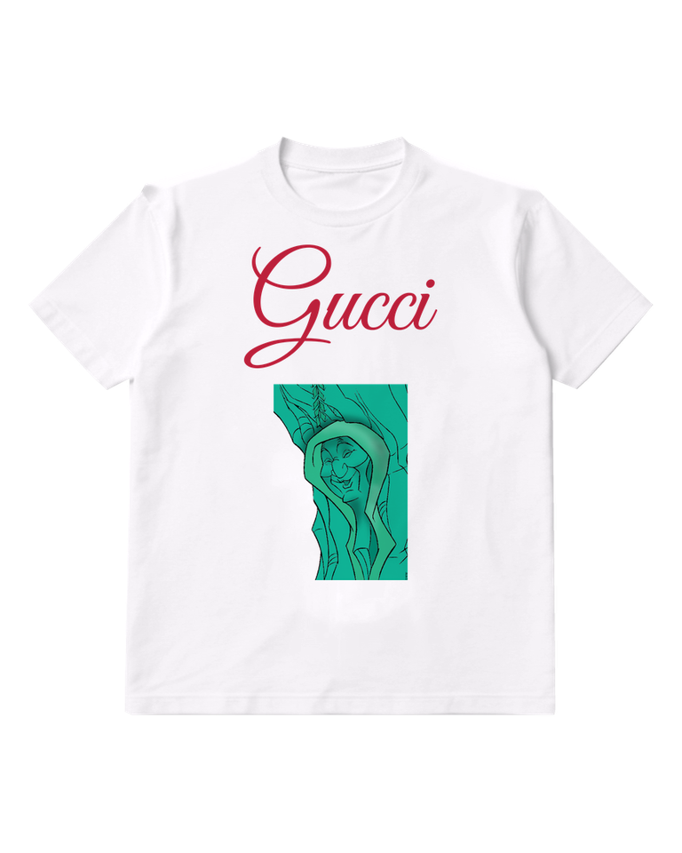 White Turquoise Carved Face Panel Graphic T-Shirt - front product view