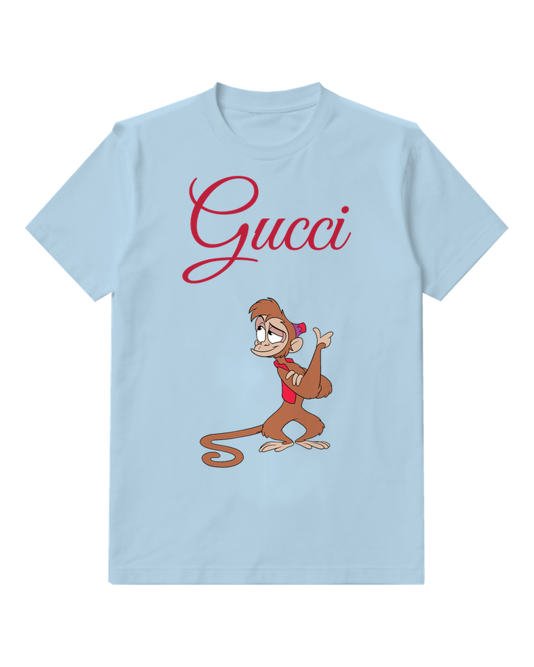 Sky Blue Waving Vest Monkey Graphic T-Shirt - front product view