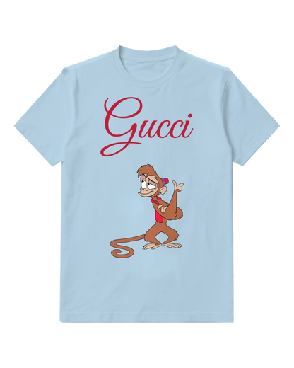 Sky Blue Waving Vest Monkey Graphic T-Shirt - front product view