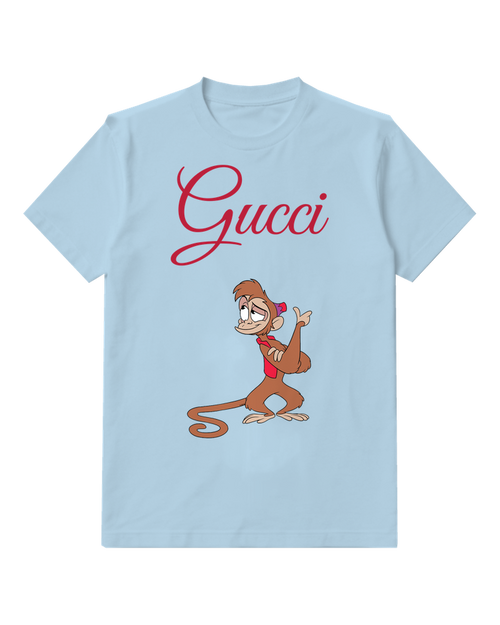 Sky Blue Waving Vest Monkey Graphic T-Shirt - front product view