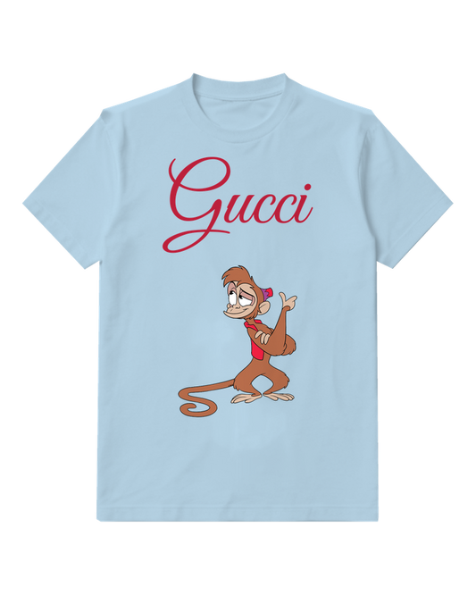 Sky Blue Waving Vest Monkey Graphic T-Shirt - front product view