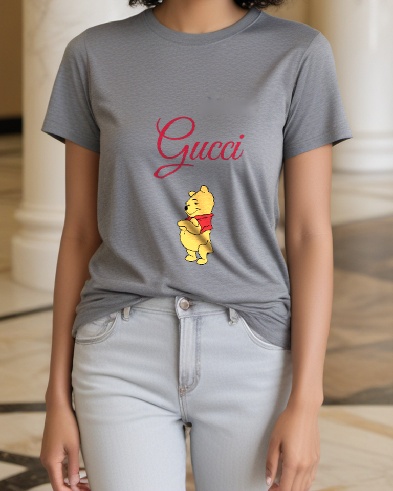 Light Gray Clasped Hands Bear Graphic T-Shirt - styled view 4