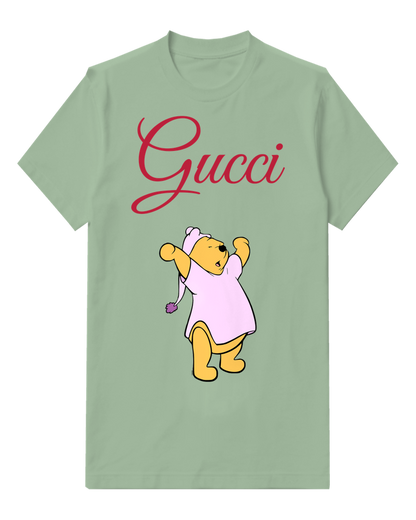 Sage Green Winnie The Pooh In Pajamas Dancing Graphic T-Shirt - front product view