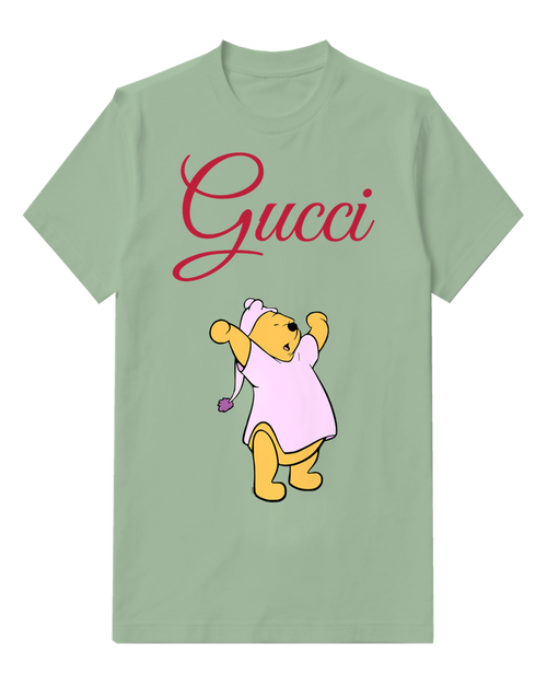 Sage Green Winnie The Pooh In Pajamas Dancing Graphic T-Shirt - front product view