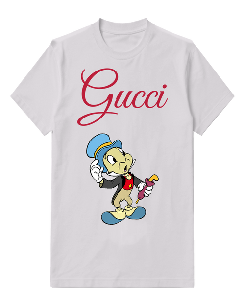 Light Gray Jiminy Cricket Waving Hand Holding Umbrella Graphic T-Shirt - front product view