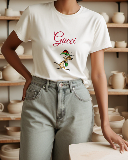 Ivory Feather Hat Meerkat Graphic T-Shirt - styled view 3