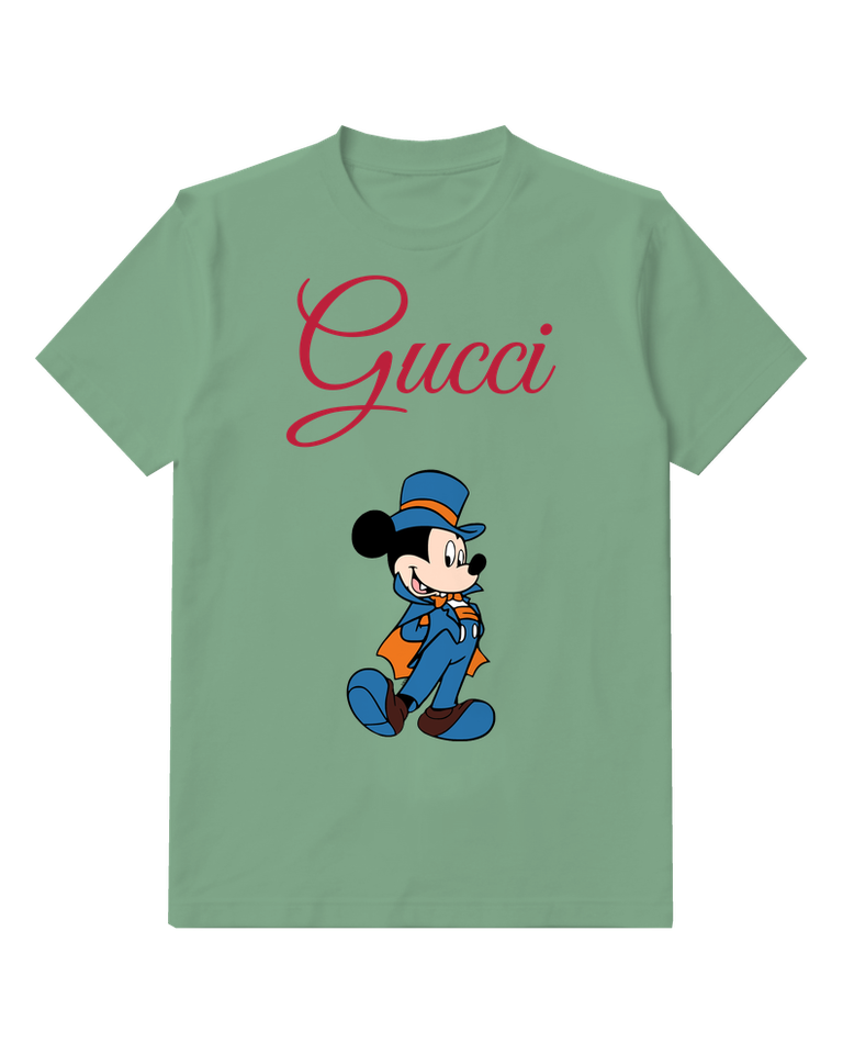 Sage Green Mickey Mouse In Top Hat And Cape Graphic T-Shirt - front product view