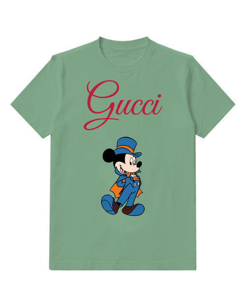 Sage Green Mickey Mouse In Top Hat And Cape Graphic T-Shirt - front product view