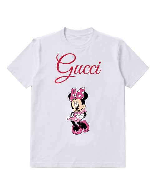 White Minnie Mouse In Playful Stance Crew Neck Graphic T-Shirt - front product view