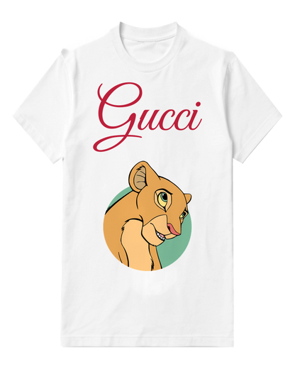 White Lioness Smiling With Open Mouth Graphic T-Shirt - front product view