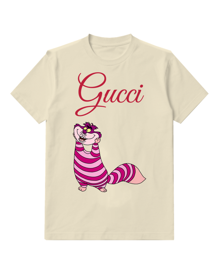 Ivory Purple Striped Grinning Cat Graphic T-Shirt - front product view