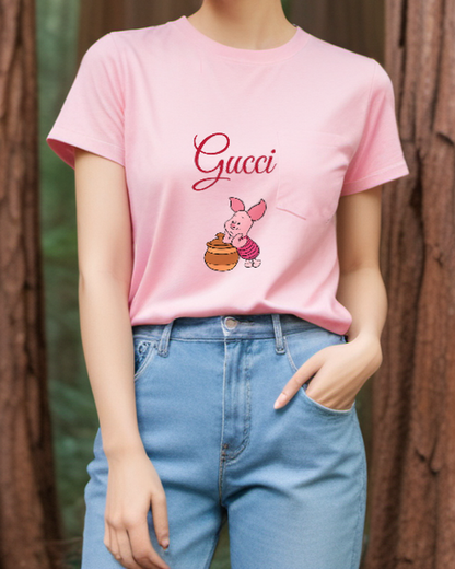 Blush Pink Piglet Honey Pot Graphic T-Shirt - styled view 1