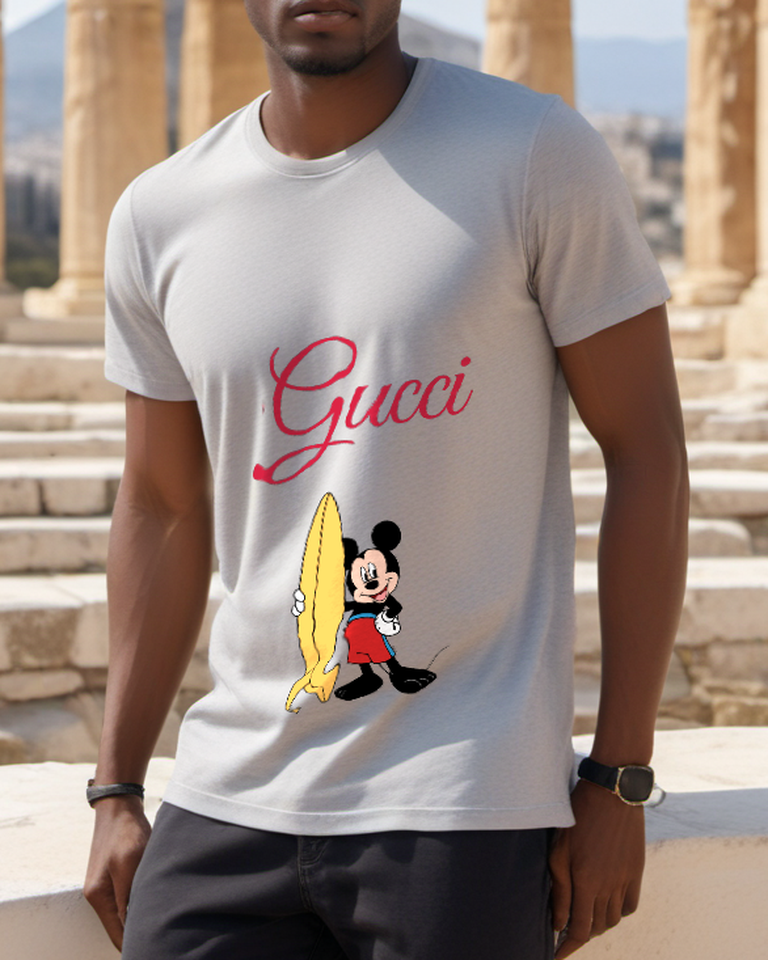 Light Gray Surfboard Mouse Graphic T-Shirt - styled view 5