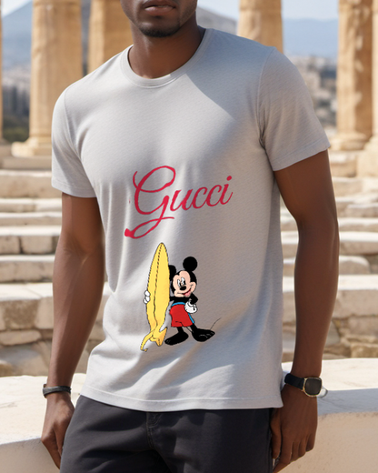 Light Gray Surfboard Mouse Graphic T-Shirt - styled view 5