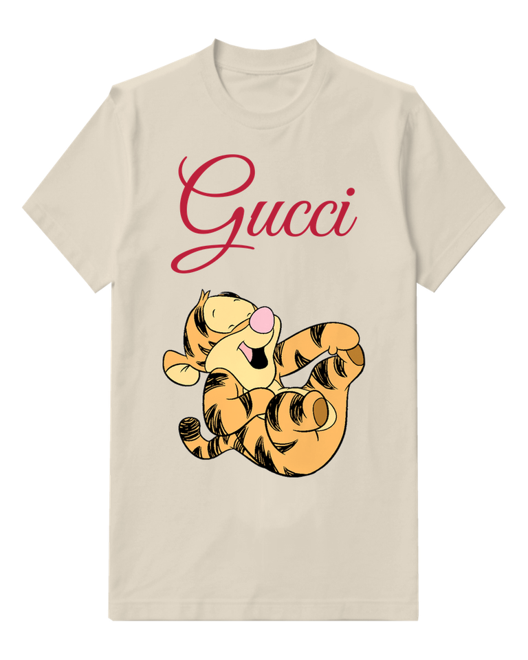 Ivory Tigger Joyful Curled Up Pose Graphic T-Shirt - front product view