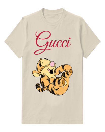 Ivory Tigger Joyful Curled Up Pose Graphic T-Shirt - front product view