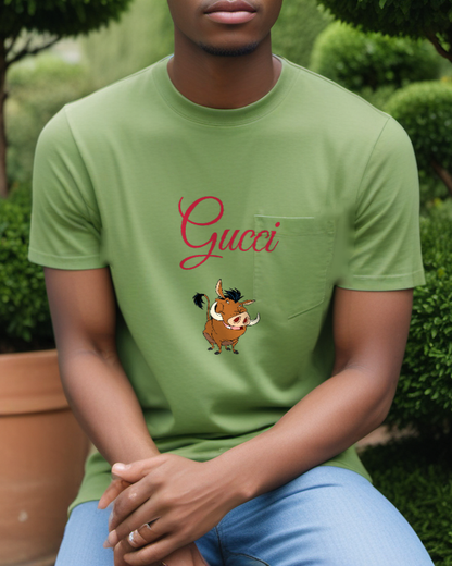 Sage Green Smiling Warthog Graphic T-Shirt - styled view 2