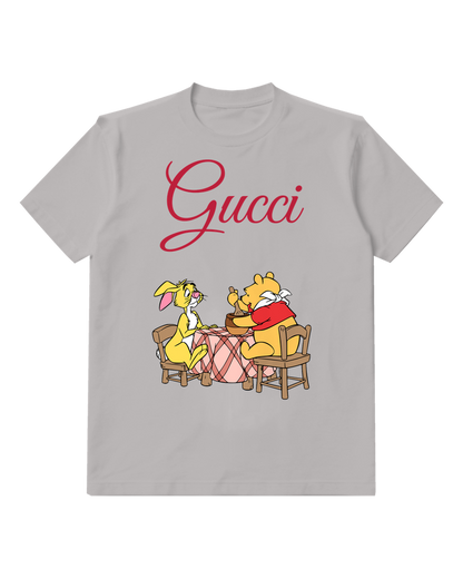 Light Gray Winnie The Pooh Grinding With Rabbit Graphic T-Shirt - front product view