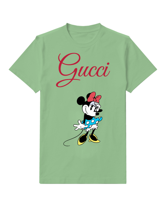 Sage Green Mouse Blue Dots Crossed Feet Graphic T-Shirt - front product view