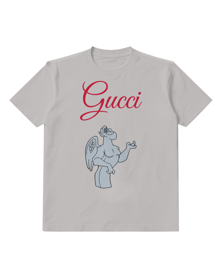 Light Gray Pale Blue Gargoyle Profile Graphic T-Shirt - front product view