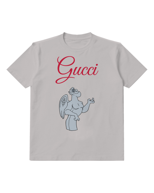 Light Gray Pale Blue Gargoyle Profile Graphic T-Shirt - front product view