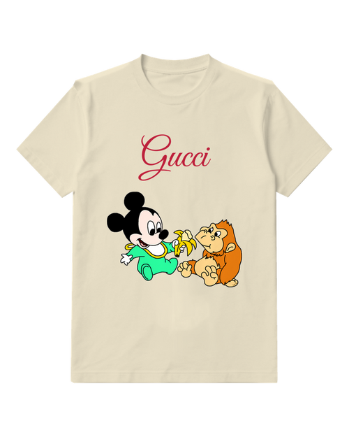 Ivory Baby Mouse And Toy Monkey Graphic T-Shirt - front product view
