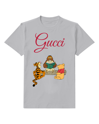Light Gray Tiger Bear And Storyteller Graphic T-Shirt - front product view