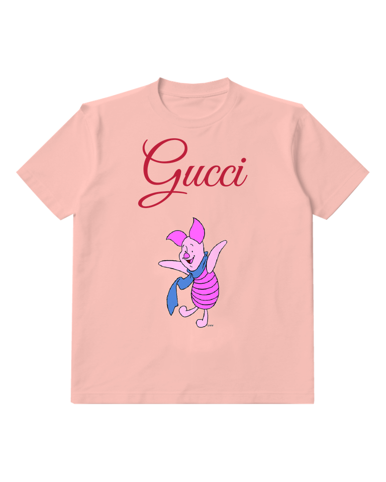 Blush Pink Piglet Dancing With Scarf Graphic T-Shirt - front product view