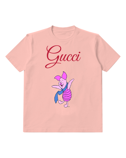 Blush Pink Piglet Dancing With Scarf Graphic T-Shirt - front product view