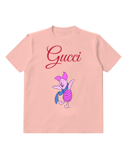 Blush Pink Piglet Dancing With Scarf Graphic T-Shirt - front product view