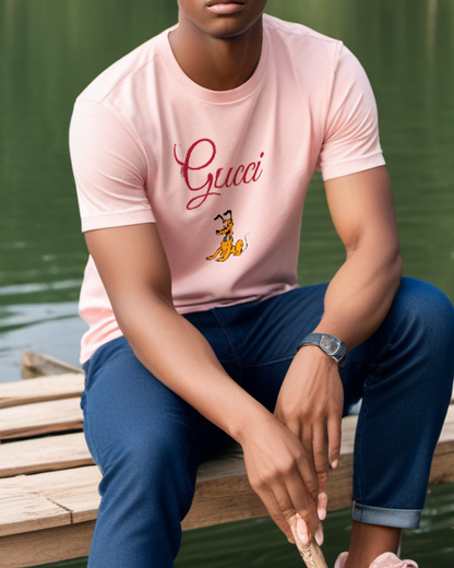 Blush Pink Seated Green Collar Dog Graphic T-Shirt - styled view 5