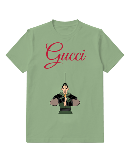 Sage Green Seated Green Armor Warrior Graphic T-Shirt - front product view