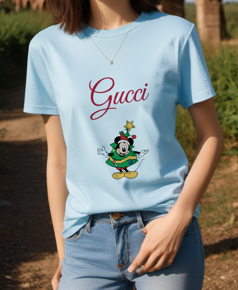 Sky Blue Tree Costume Mouse Graphic T-Shirt - styled view 2
