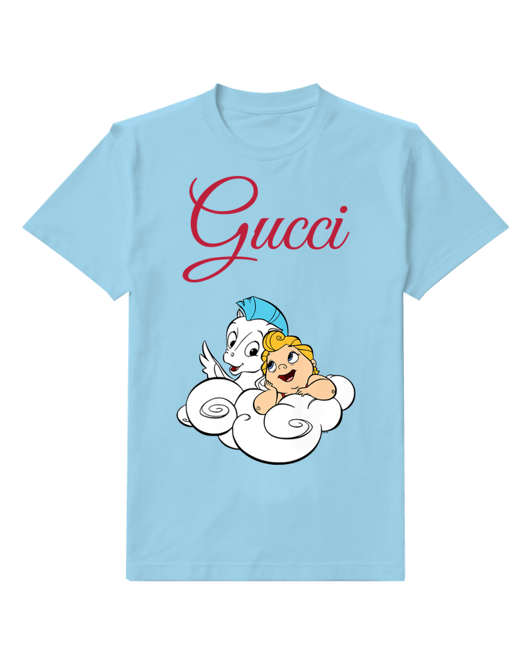 Sky Blue Hero And Horse In Clouds Graphic T-Shirt - front product view