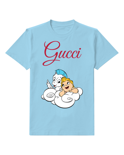 Sky Blue Hero And Horse In Clouds Graphic T-Shirt - front product view