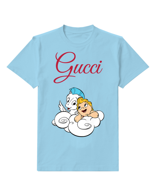 Sky Blue Hero And Horse In Clouds Graphic T-Shirt - front product view