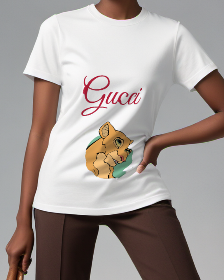 White Lioness Smiling With Open Mouth Graphic T-Shirt - model wearing view