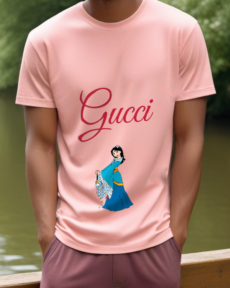 Blush Pink Blue Robe Woman With Shawl Graphic T-Shirt - model wearing view