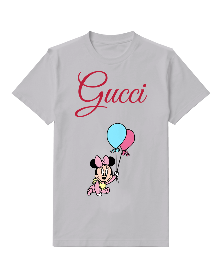 Light Gray Baby Minnie Holding Balloons Graphic T-Shirt - front product view