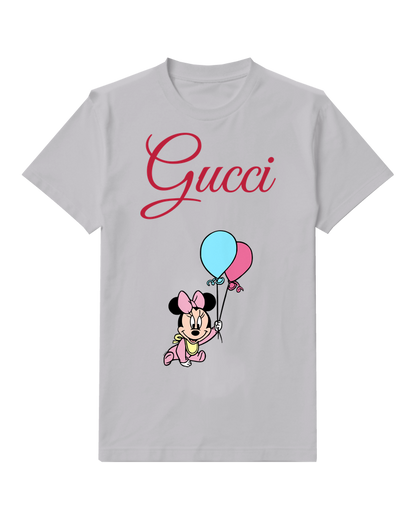 Light Gray Baby Minnie Holding Balloons Graphic T-Shirt - front product view