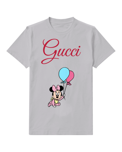 Light Gray Baby Minnie Holding Balloons Graphic T-Shirt - front product view