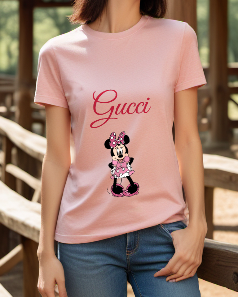 Blush Pink Polka Dot Dress Mouse Graphic T-Shirt - styled view 3