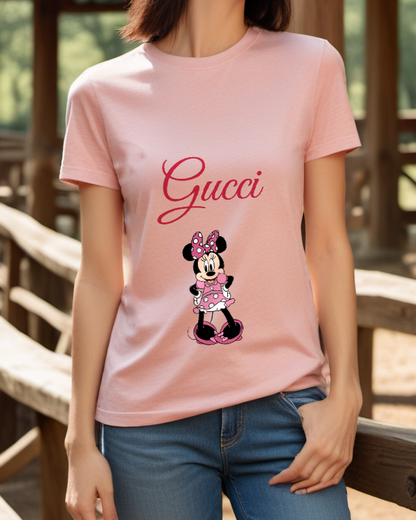 Blush Pink Polka Dot Dress Mouse Graphic T-Shirt - styled view 3