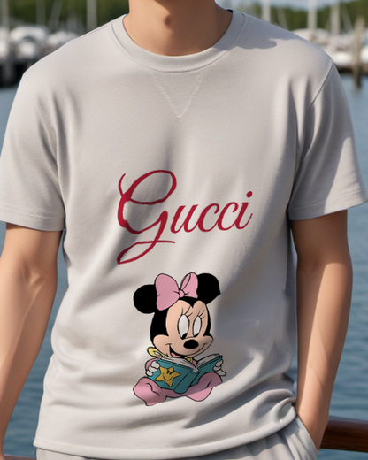 Light Gray Baby Mouse Open Book Graphic T-Shirt - model wearing view